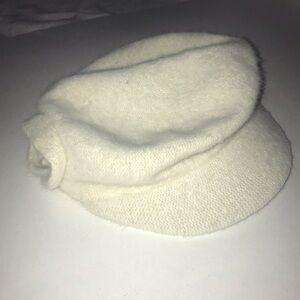 Betmar Angora Blend Woman’s News Cap Hat Side Rosette Ivory